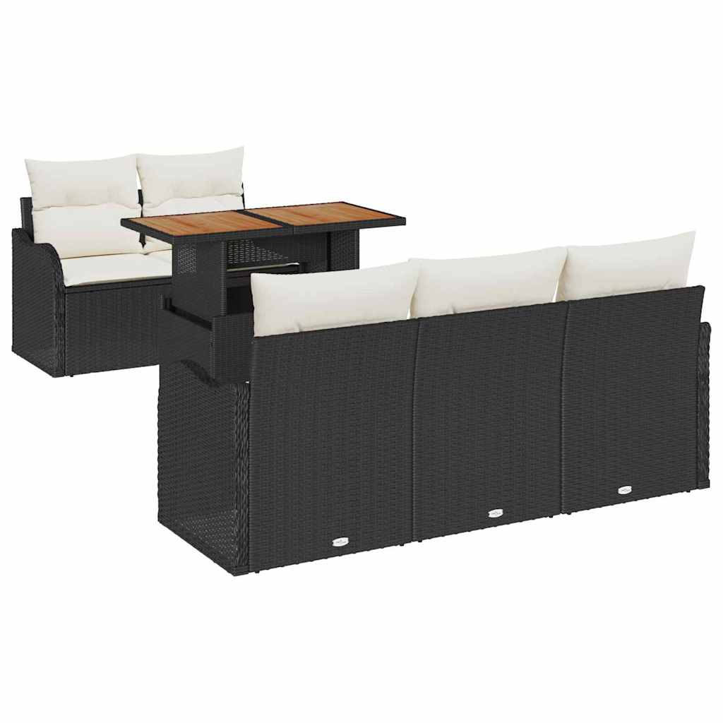 Tuin Sofa Set met opslag 6 pcs Zwart Poly riet is nu te koop bij PeponiXL, paradijselijk wonen!