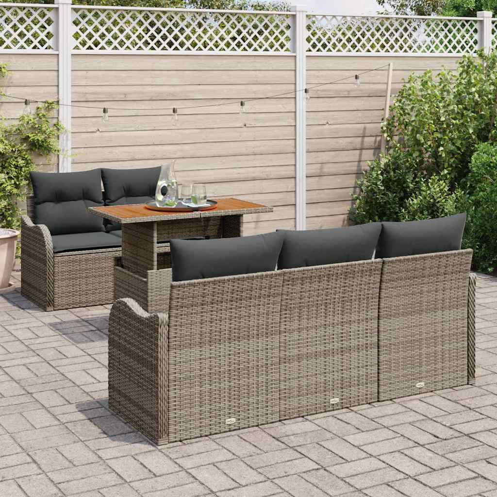 Tuin Sofa Set met opslag 6 pcs Grijs Poly riet is nu te koop bij PeponiXL, paradijselijk wonen!