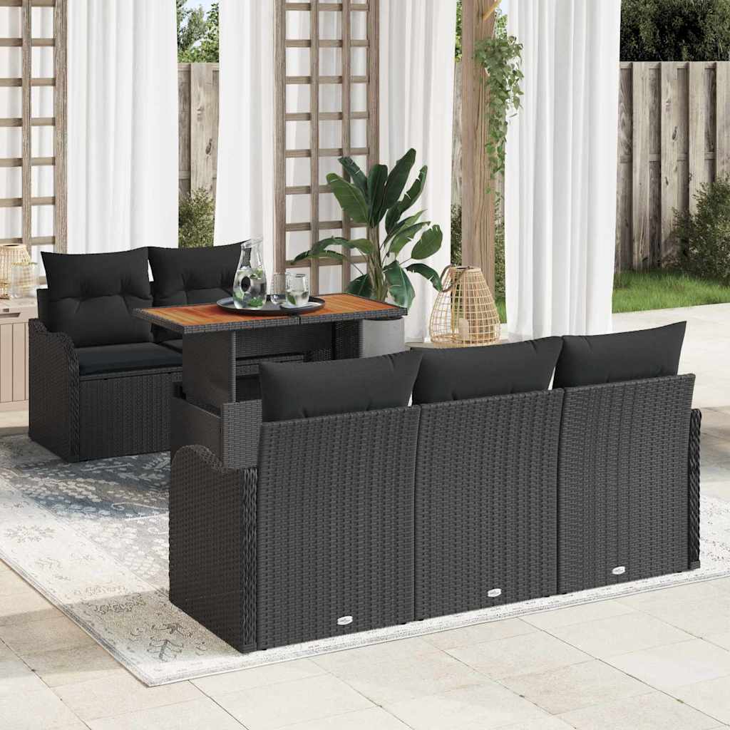 Tuin Sofa Set met opslag 6 pcs Zwart Poly riet is nu te koop bij PeponiXL, paradijselijk wonen!