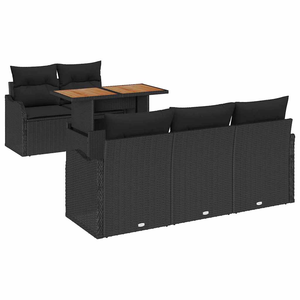 Tuin Sofa Set met opslag 6 pcs Zwart Poly riet is nu te koop bij PeponiXL, paradijselijk wonen!