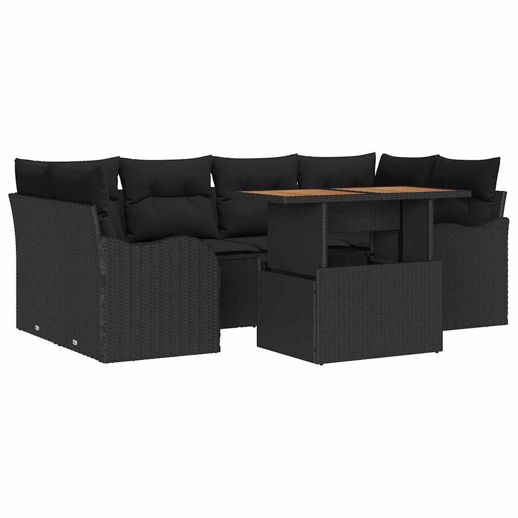 Tuin Sofa Set met opslag 7 pcs Zwart Poly riet is nu te koop bij PeponiXL, paradijselijk wonen!