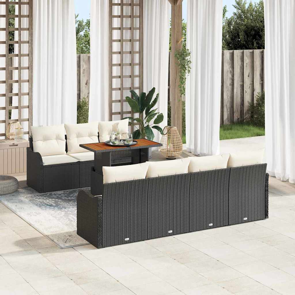 Tuin Sofa Set met opslag 8 pcs Zwart Poly riet is nu te koop bij PeponiXL, paradijselijk wonen!