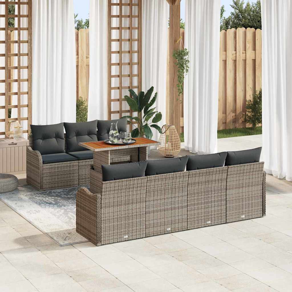 Tuin Sofa Set met opslag 8 pcs Grijs Poly riet is nu te koop bij PeponiXL, paradijselijk wonen!