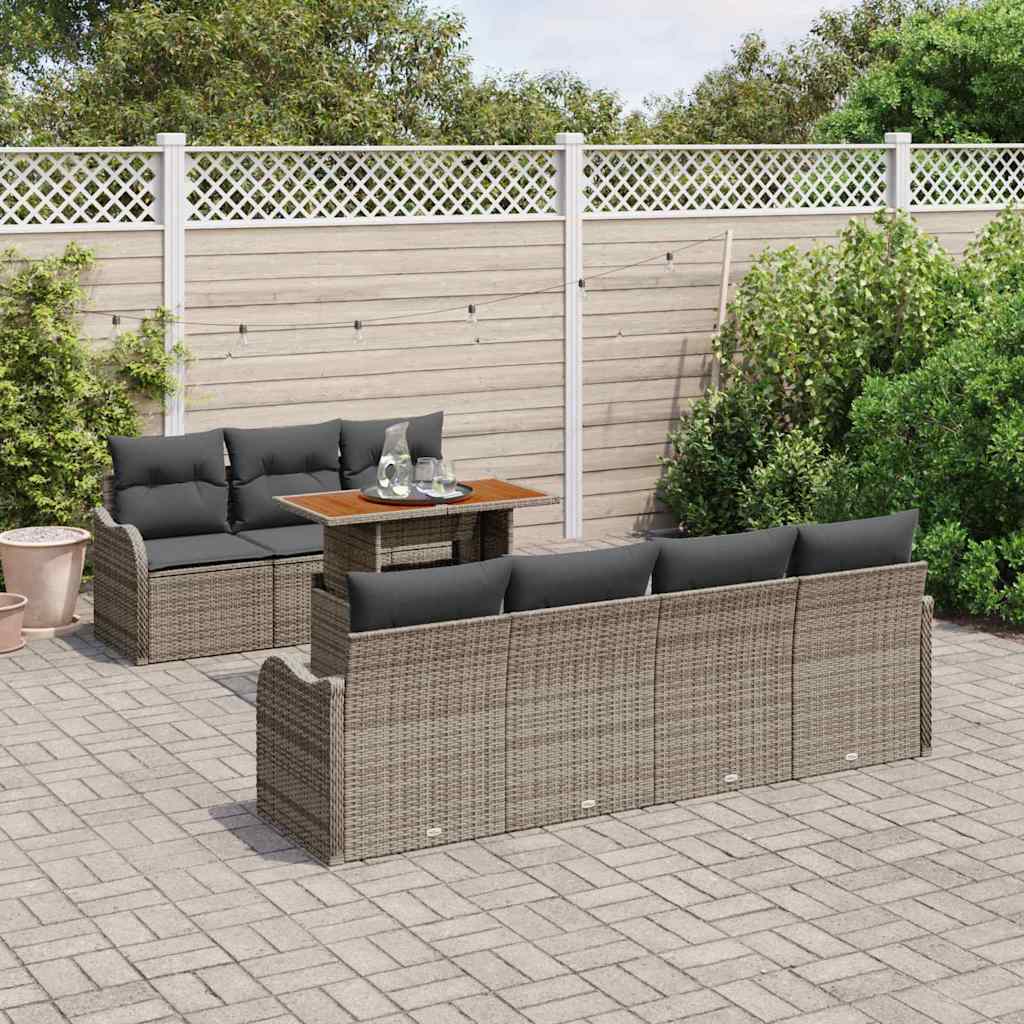 Tuin Sofa Set met opslag 8 pcs Grijs Poly riet is nu te koop bij PeponiXL, paradijselijk wonen!