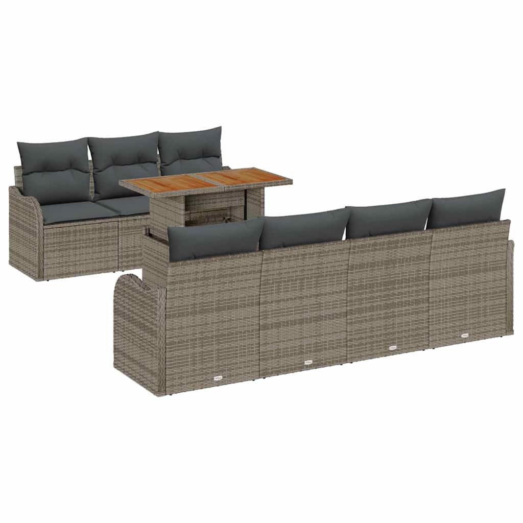 Tuin Sofa Set met opslag 8 pcs Grijs Poly riet is nu te koop bij PeponiXL, paradijselijk wonen!