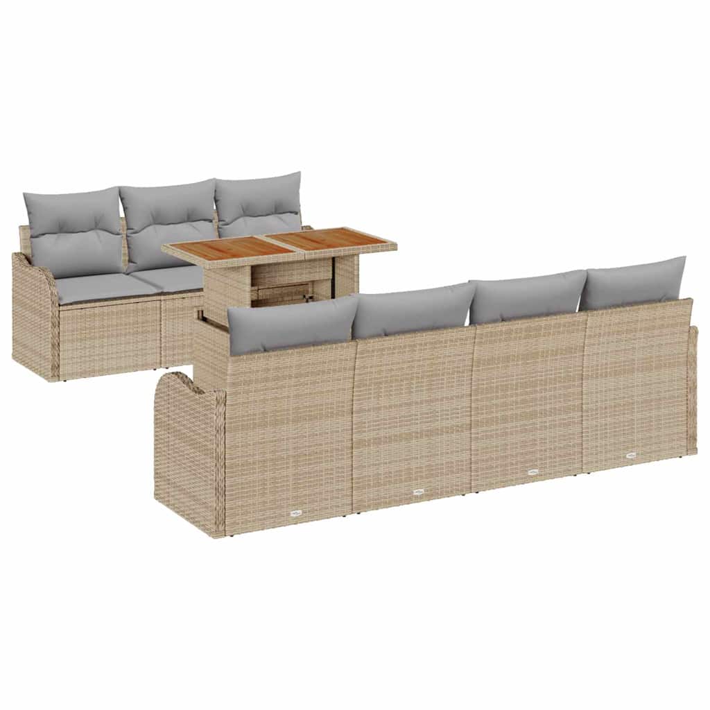 Tuin Sofa Set met opslag 8 pcs Beige Poly riet is nu te koop bij PeponiXL, paradijselijk wonen!