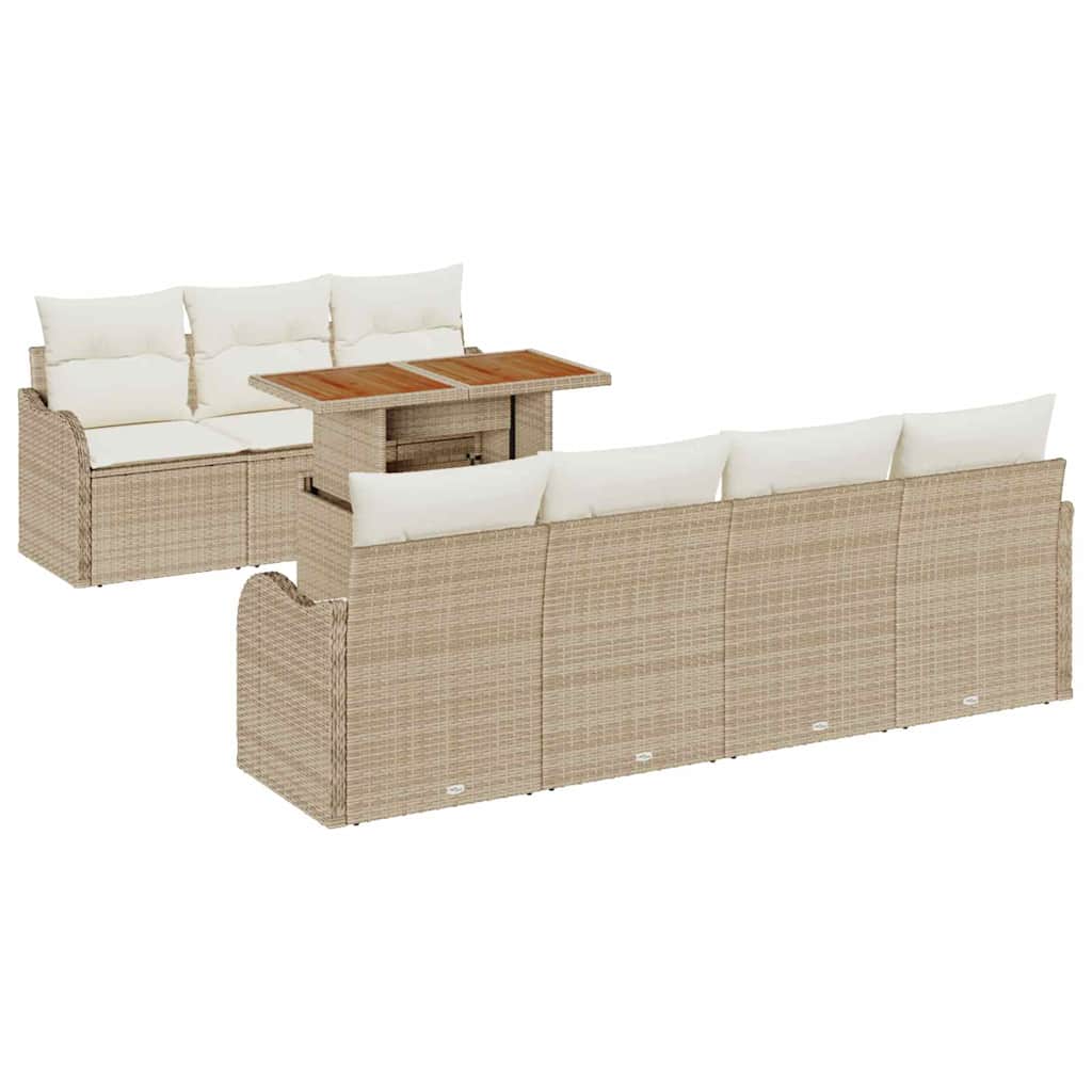 Tuin Sofa Set met opslag 8 pcs Beige Poly riet is nu te koop bij PeponiXL, paradijselijk wonen!