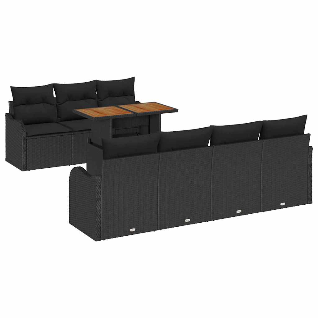 Tuin Sofa Set met opslag 8 pcs Zwart Poly riet is nu te koop bij PeponiXL, paradijselijk wonen!