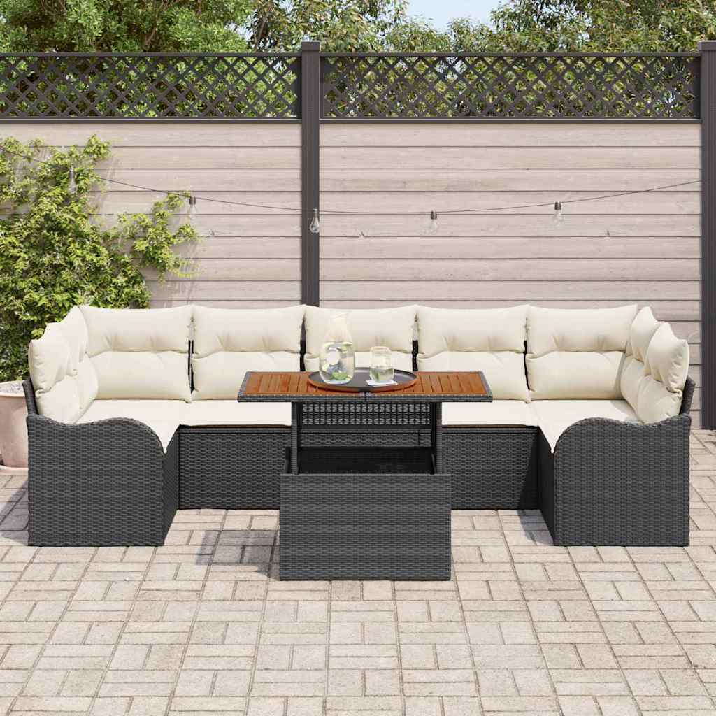 Tuin Sofa Set met opslag 8 pcs Zwart Poly riet is nu te koop bij PeponiXL, paradijselijk wonen!