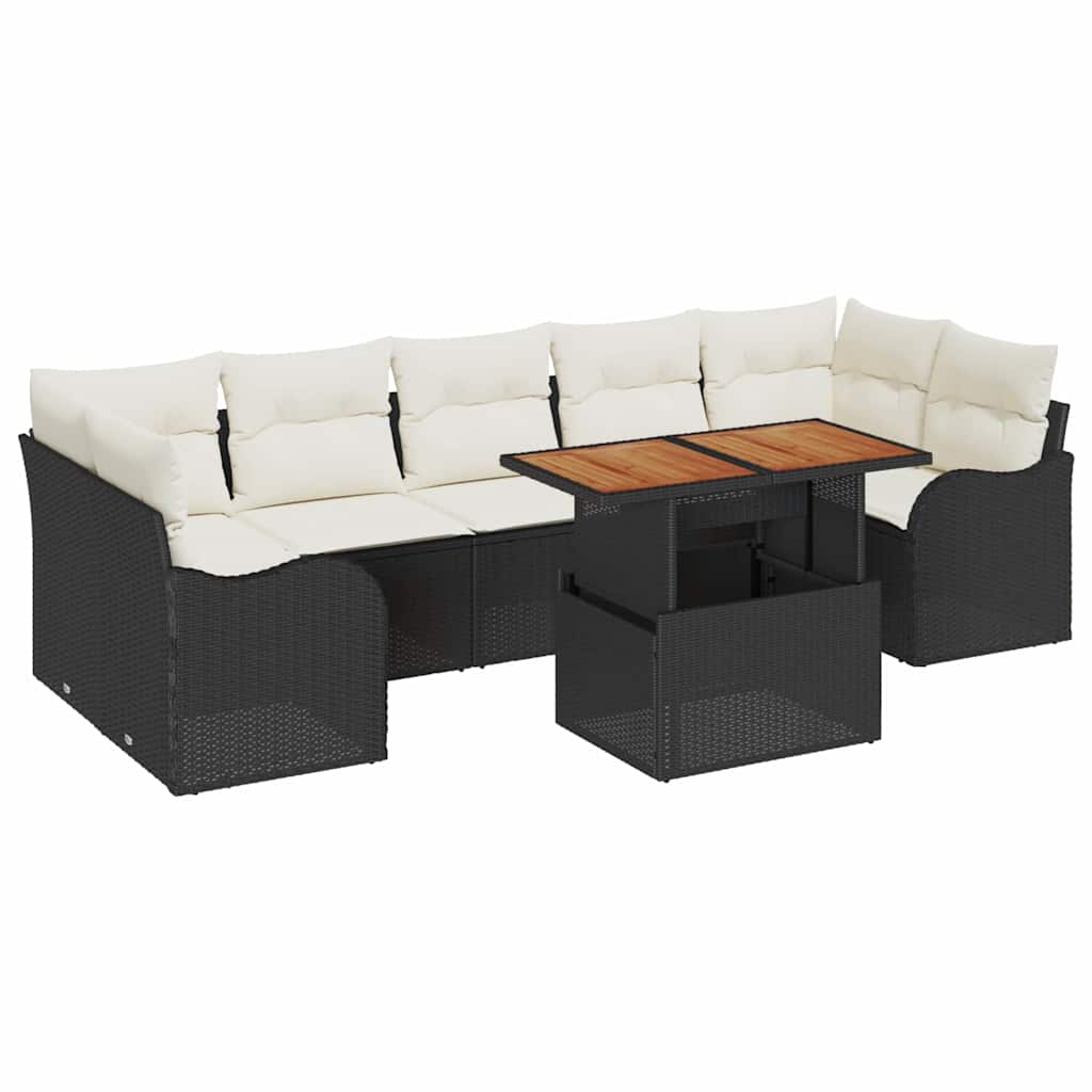 Tuin Sofa Set met opslag 8 pcs Zwart Poly riet is nu te koop bij PeponiXL, paradijselijk wonen!