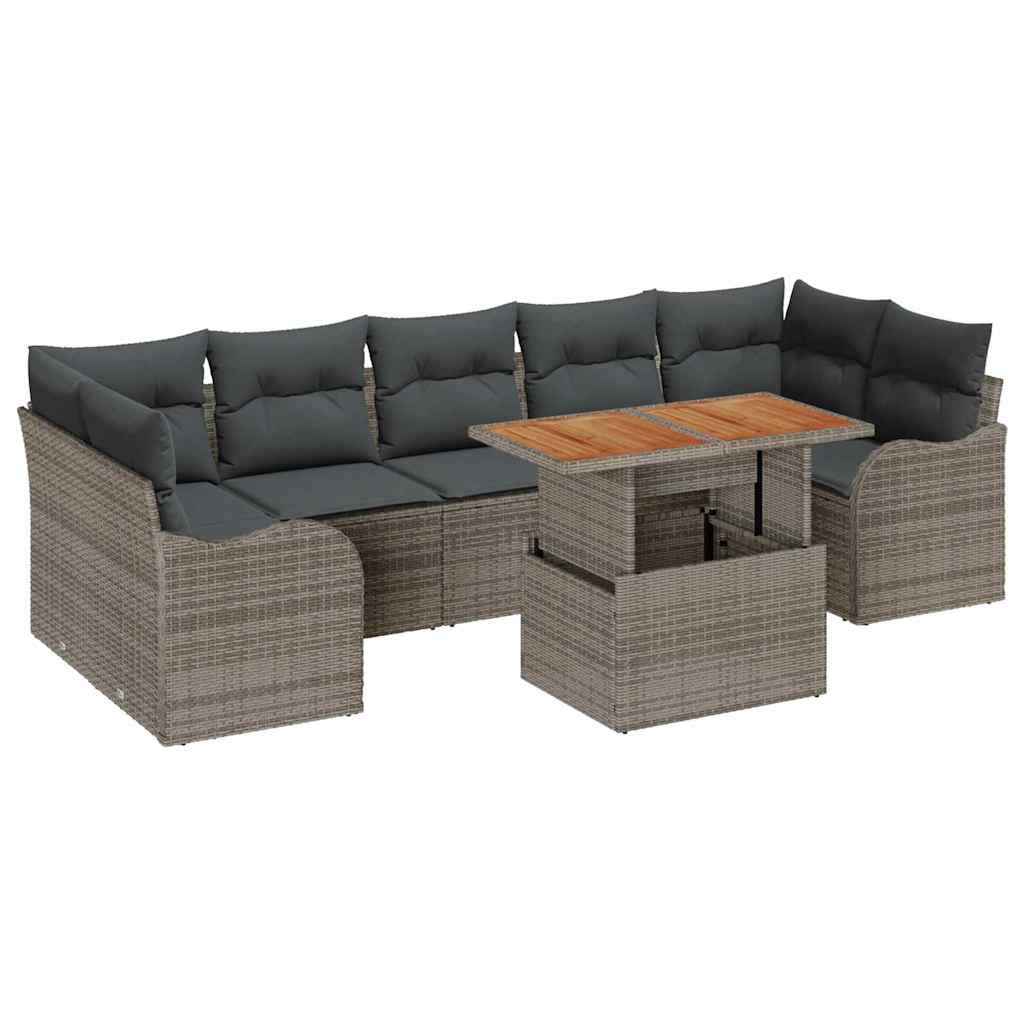Tuin Sofa Set met opslag 8 pcs Grijs Poly riet is nu te koop bij PeponiXL, paradijselijk wonen!
