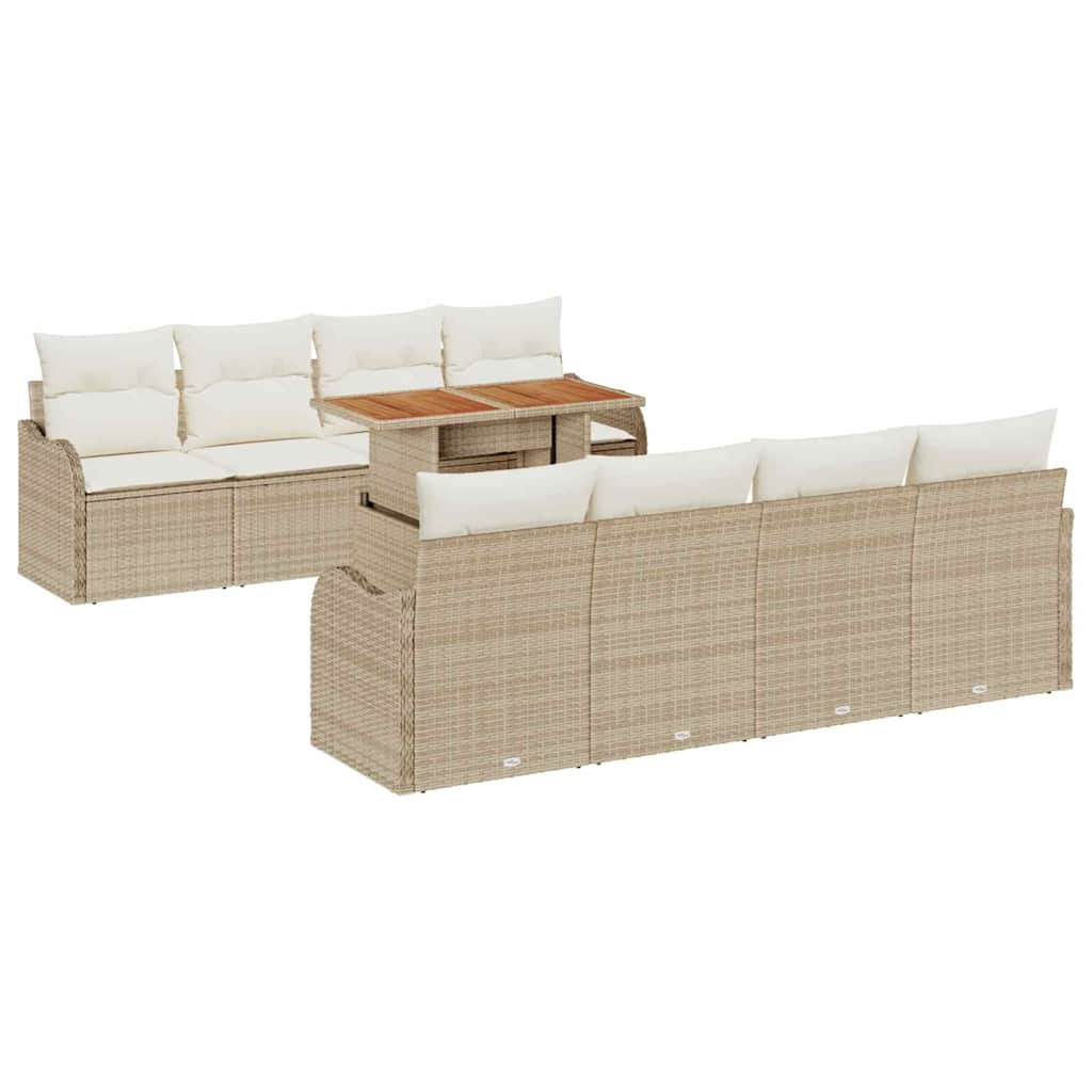 Tuin Sofa Set met opslag 9 pcs Beige Poly riet is nu te koop bij PeponiXL, paradijselijk wonen!