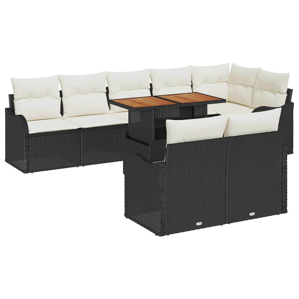 Tuin Sofa Set met opslag 9 pcs Zwart Poly riet is nu te koop bij PeponiXL, paradijselijk wonen!