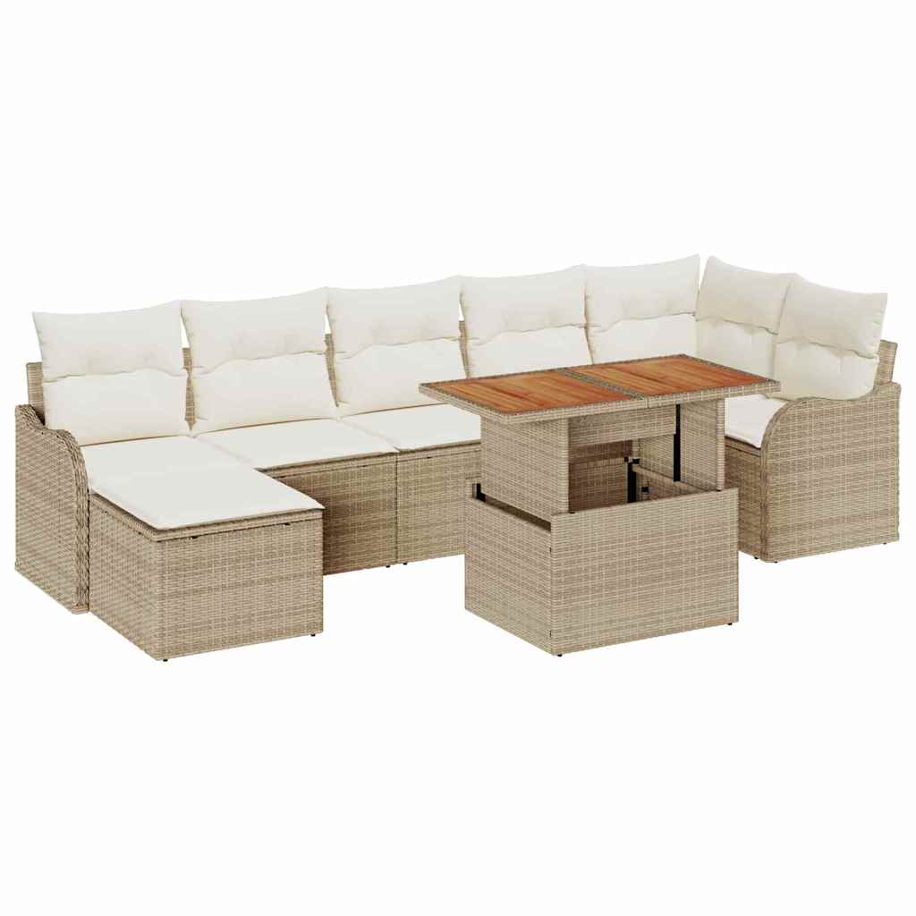 Tuin Sofa Set met opslag 8 pcs Beige Poly riet is nu te koop bij PeponiXL, paradijselijk wonen!