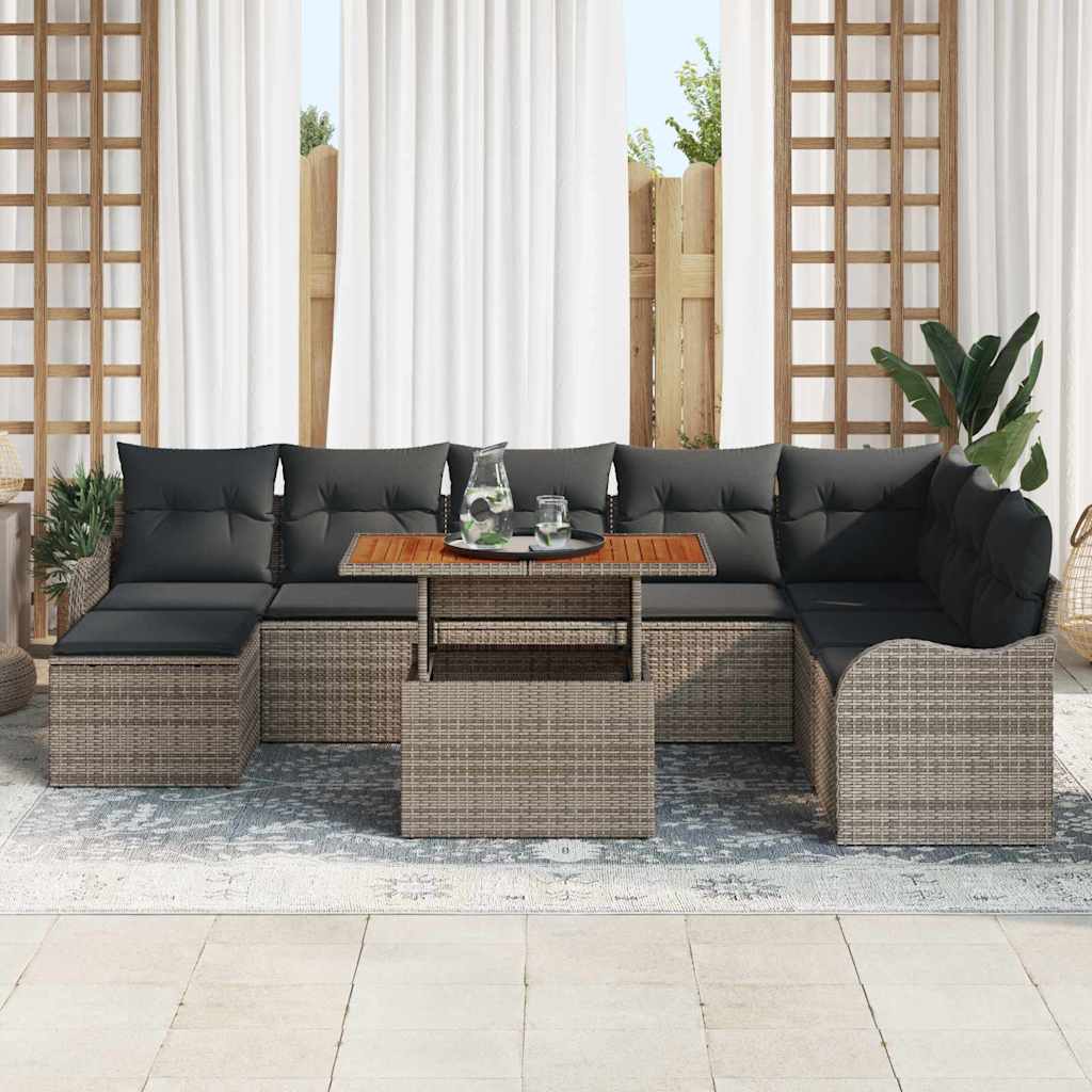 Tuin Sofa Set met opslag 9 pcs Grijs Poly riet is nu te koop bij PeponiXL, paradijselijk wonen!