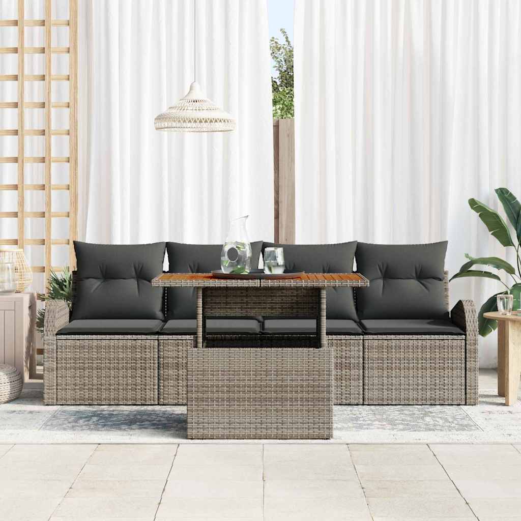 Tuin Sofa Set met opslag 5 pcs Grijs Poly riet is nu te koop bij PeponiXL, paradijselijk wonen!