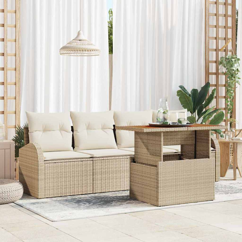 Tuin Sofa Set met opslag 5 pcs Beige Poly riet is nu te koop bij PeponiXL, paradijselijk wonen!