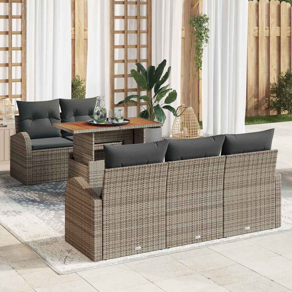 Tuin Sofa Set met opslag 6 pcs Grijs Poly riet is nu te koop bij PeponiXL, paradijselijk wonen!