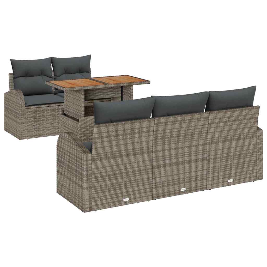 Tuin Sofa Set met opslag 6 pcs Grijs Poly riet is nu te koop bij PeponiXL, paradijselijk wonen!