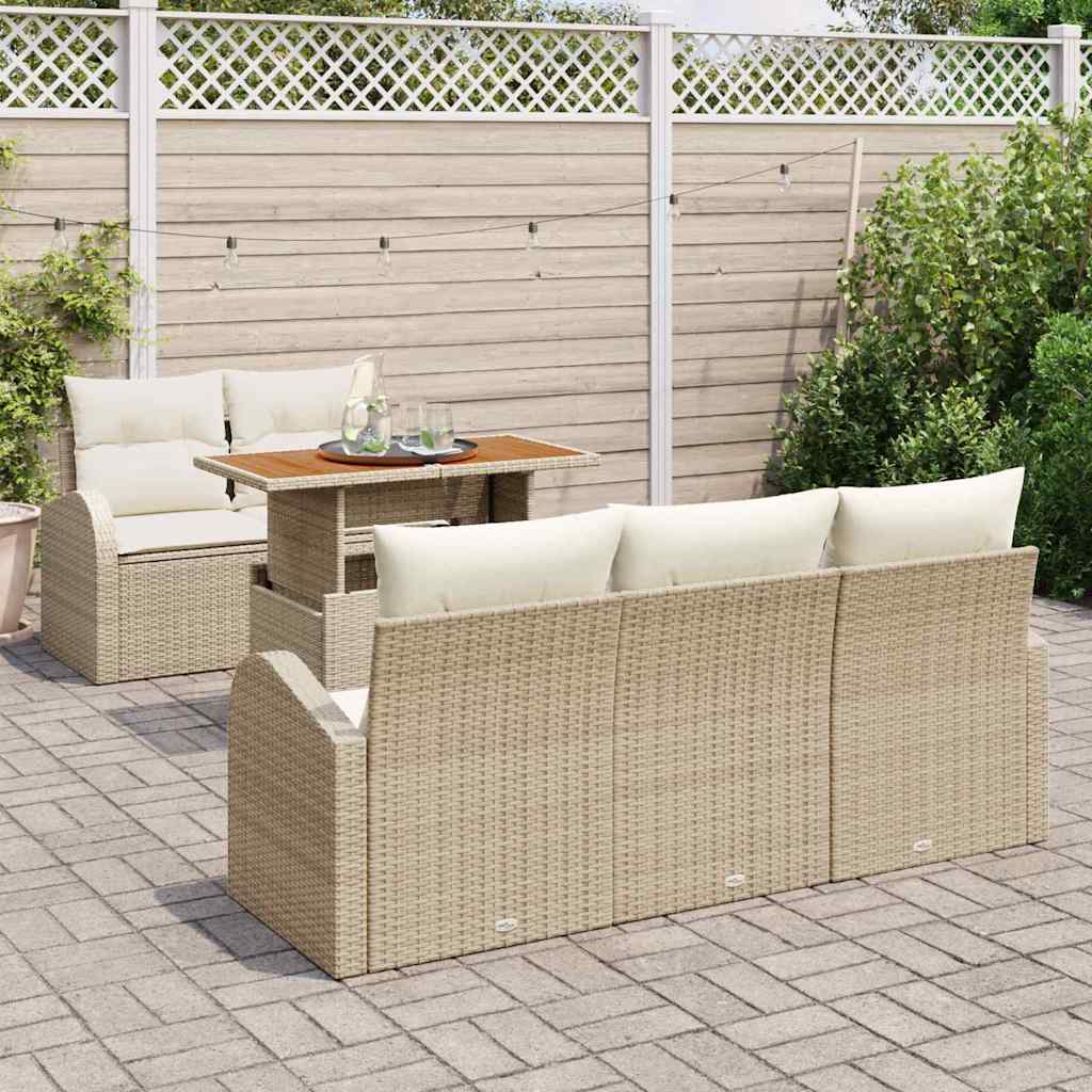 Tuin Sofa Set met opslag 6 pcs Beige Poly riet is nu te koop bij PeponiXL, paradijselijk wonen!