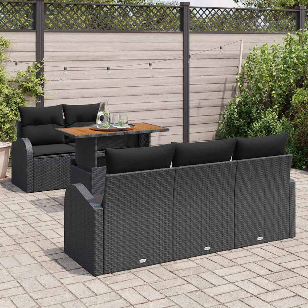 Tuin Sofa Set met opslag 6 pcs Zwart Poly riet is nu te koop bij PeponiXL, paradijselijk wonen!