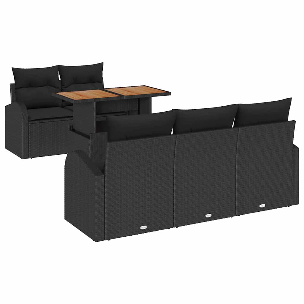 Tuin Sofa Set met opslag 6 pcs Zwart Poly riet is nu te koop bij PeponiXL, paradijselijk wonen!