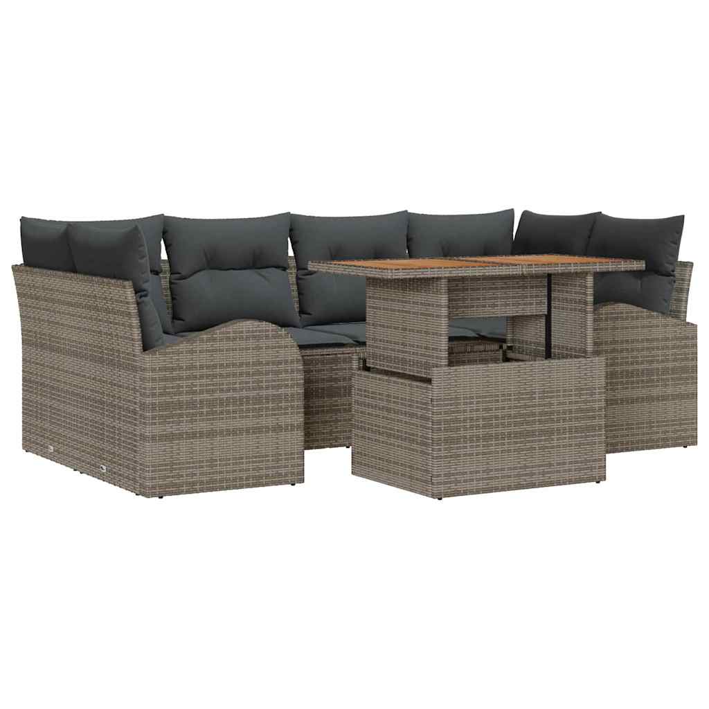 Tuin Sofa Set met opslag 7 pcs Grijs Poly riet is nu te koop bij PeponiXL, paradijselijk wonen!
