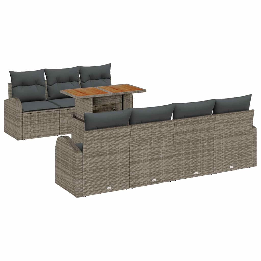 Tuin Sofa Set met opslag 8 pcs Grijs Poly riet is nu te koop bij PeponiXL, paradijselijk wonen!
