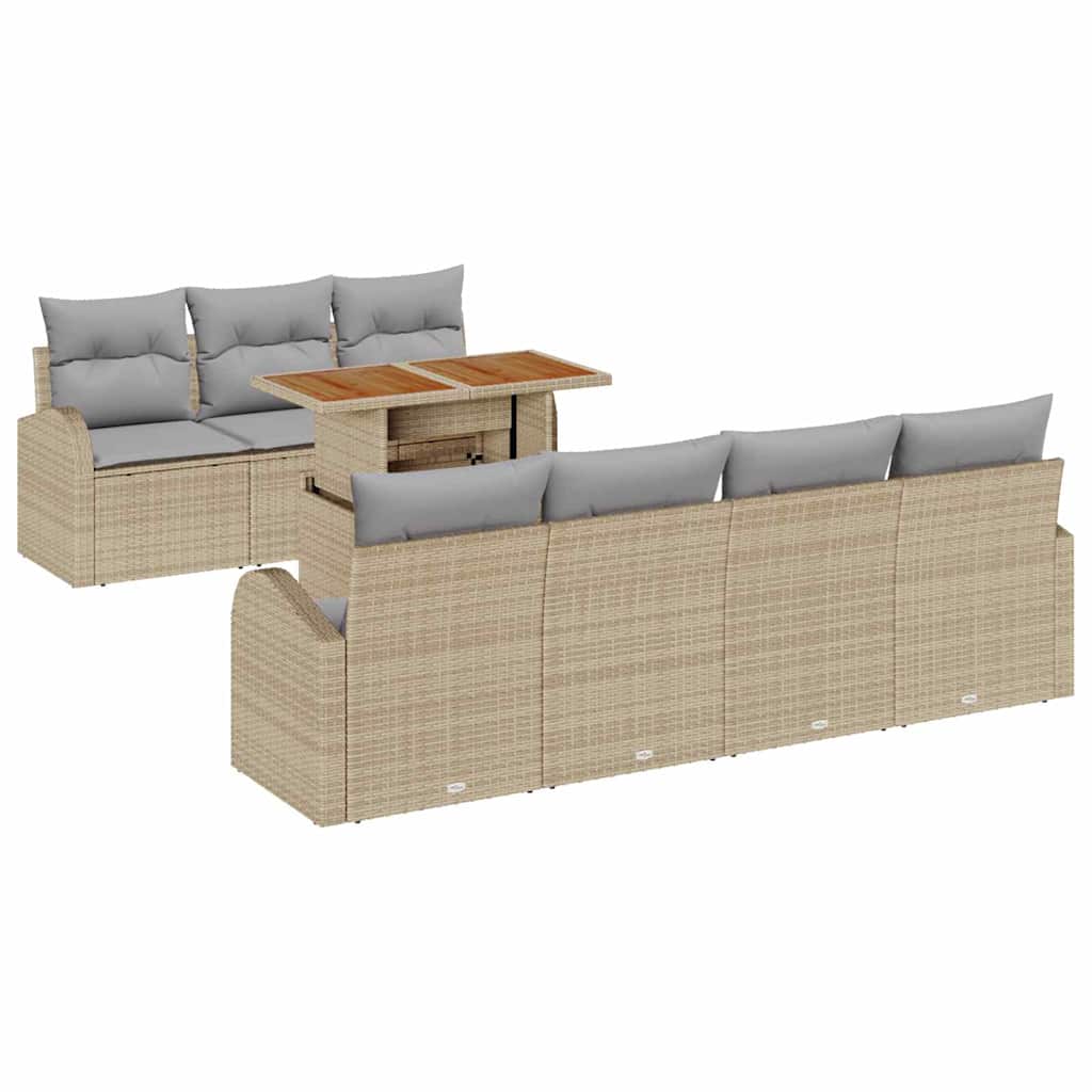 Tuin Sofa Set met opslag 8 pcs Beige Poly riet is nu te koop bij PeponiXL, paradijselijk wonen!