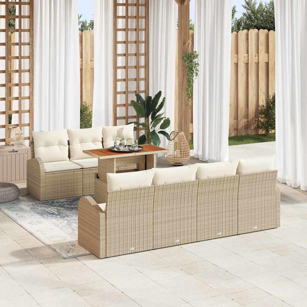 Tuin Sofa Set met opslag 8 pcs Beige Poly riet is nu te koop bij PeponiXL, paradijselijk wonen!