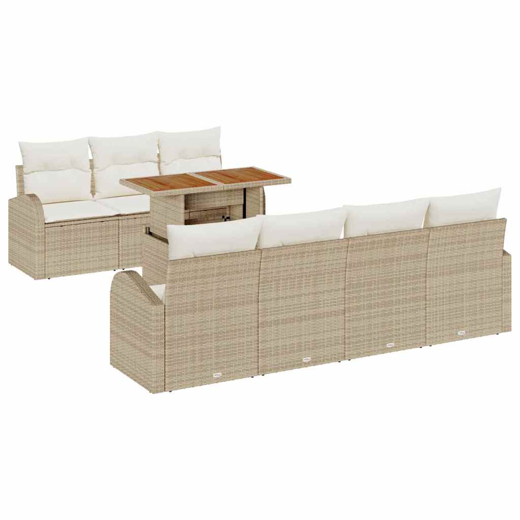 Tuin Sofa Set met opslag 8 pcs Beige Poly riet is nu te koop bij PeponiXL, paradijselijk wonen!