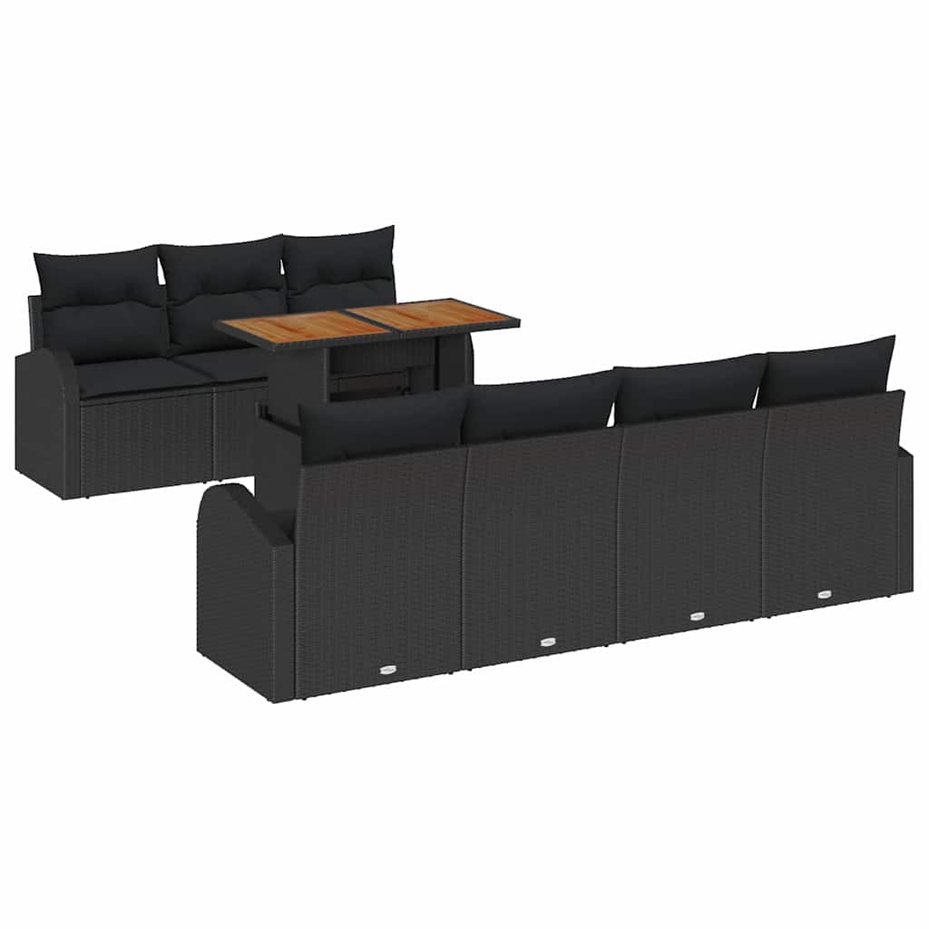 Tuin Sofa Set met opslag 8 pcs Zwart Poly riet is nu te koop bij PeponiXL, paradijselijk wonen!