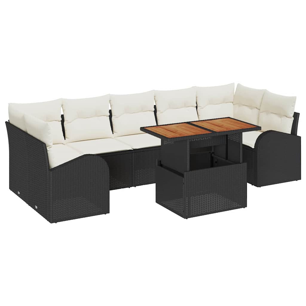 Tuin Sofa Set met opslag 8 pcs Zwart Poly riet is nu te koop bij PeponiXL, paradijselijk wonen!