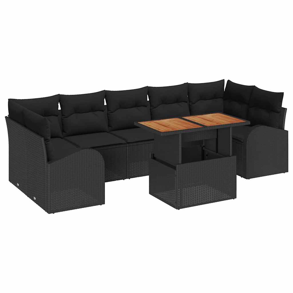 Tuin Sofa Set met opslag 8 pcs Zwart Poly riet is nu te koop bij PeponiXL, paradijselijk wonen!