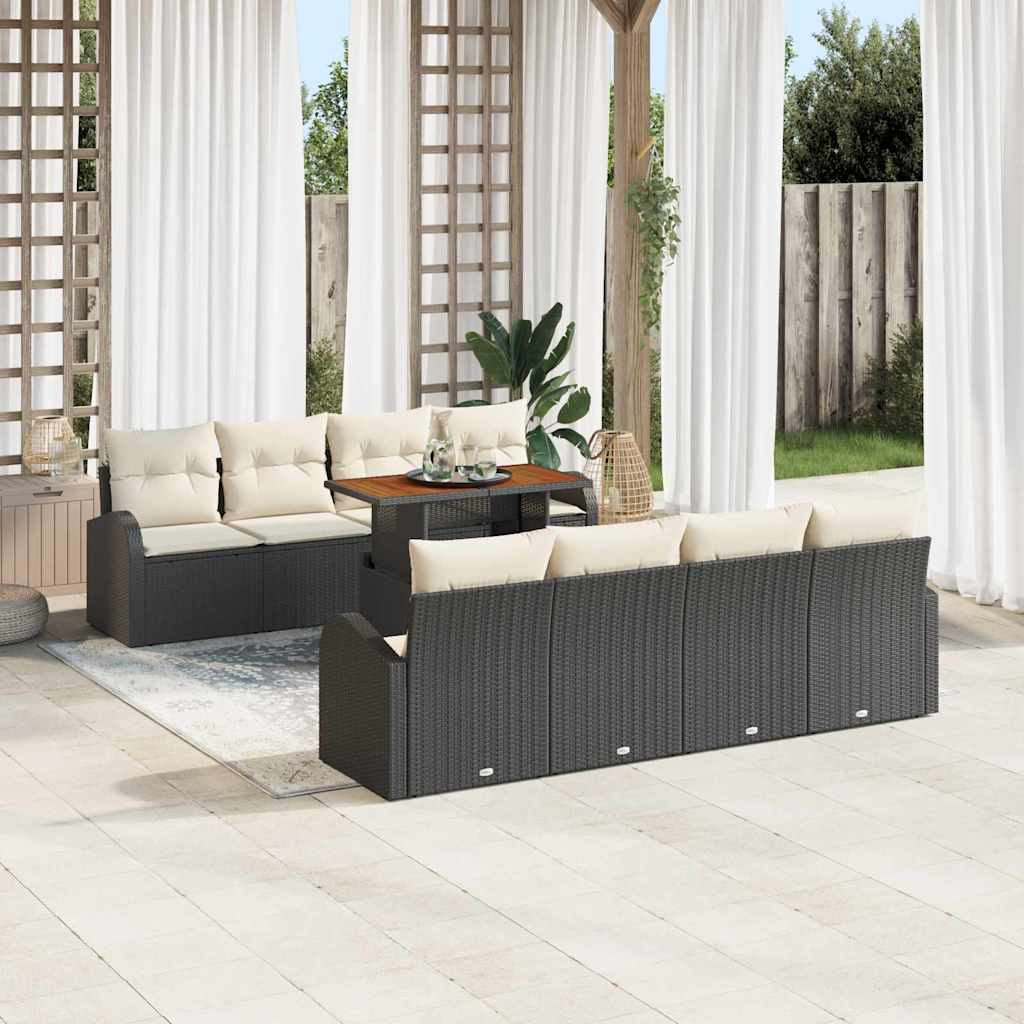 Tuin Sofa Set met opslag 9 pcs Zwart Poly riet is nu te koop bij PeponiXL, paradijselijk wonen!