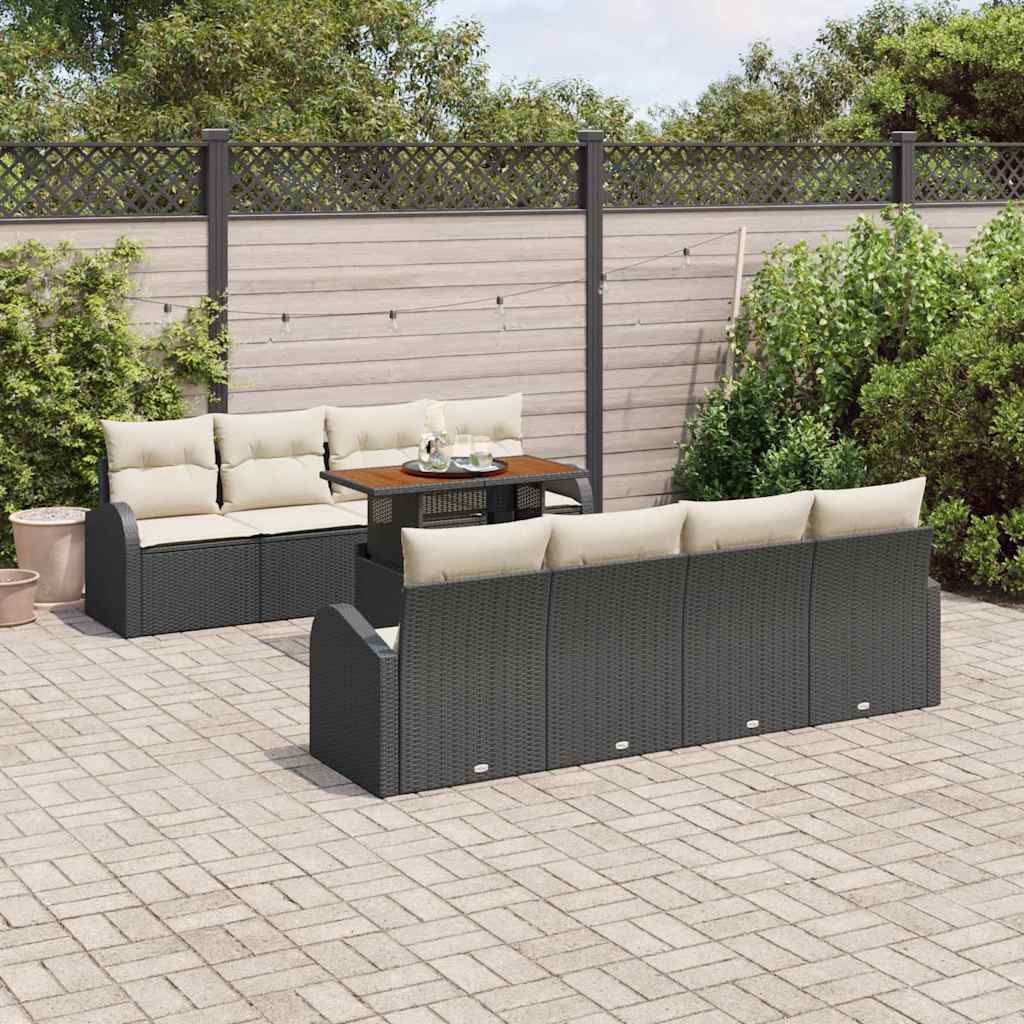 Tuin Sofa Set met opslag 9 pcs Zwart Poly riet is nu te koop bij PeponiXL, paradijselijk wonen!
