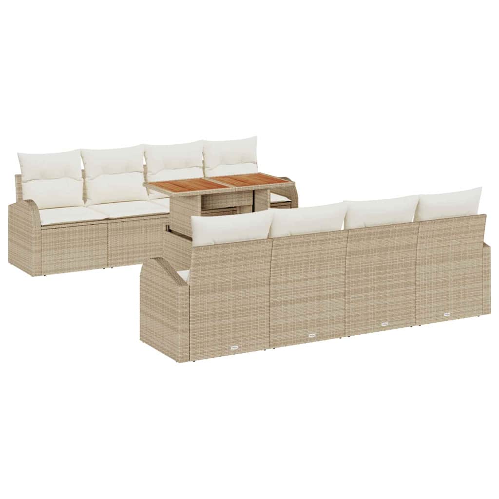 Tuin Sofa Set met opslag 9 pcs Beige Poly riet is nu te koop bij PeponiXL, paradijselijk wonen!
