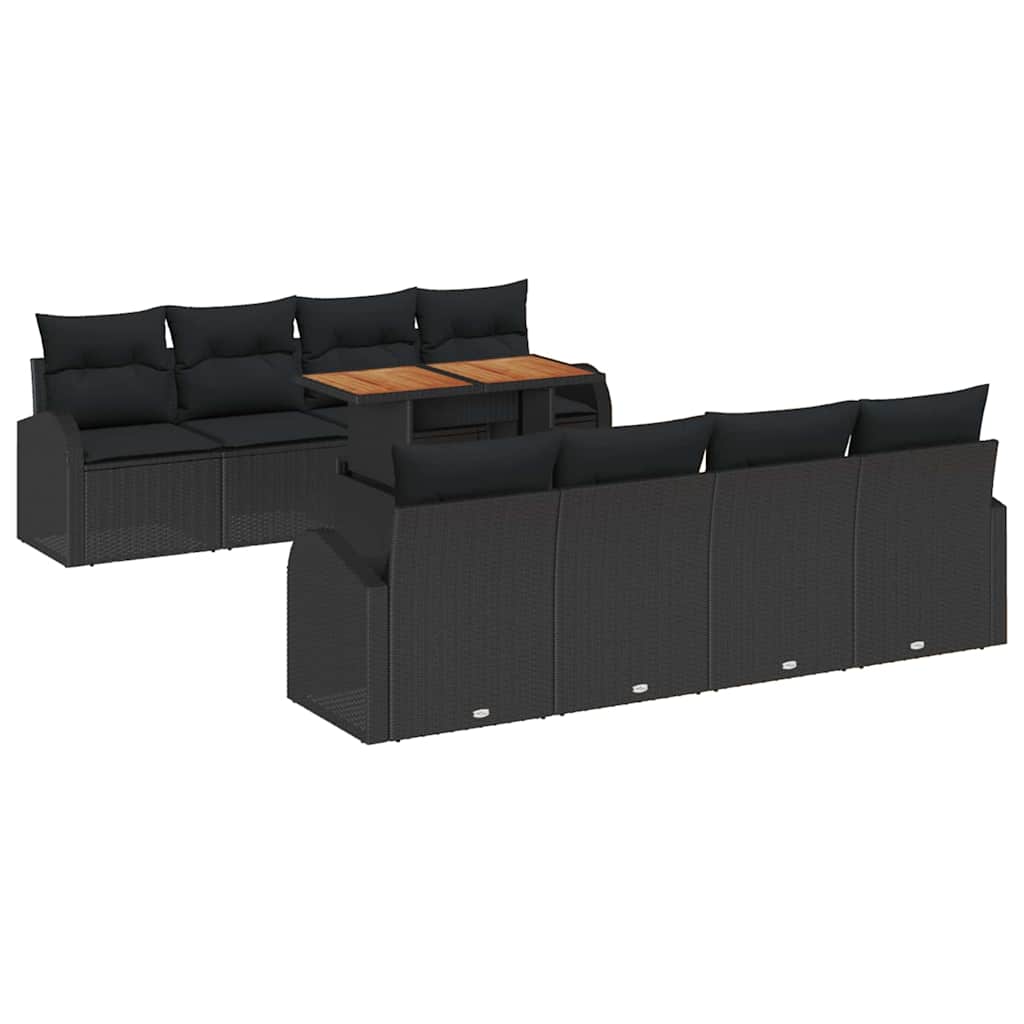 Tuin Sofa Set met opslag 9 pcs Zwart Poly riet is nu te koop bij PeponiXL, paradijselijk wonen!