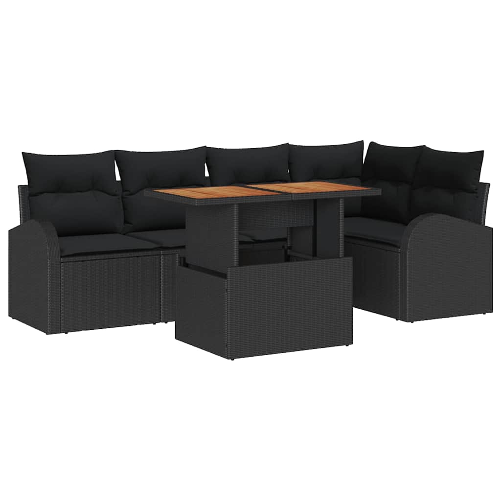 Tuin Sofa Set met opslag 6 pcs Zwart Poly riet is nu te koop bij PeponiXL, paradijselijk wonen!