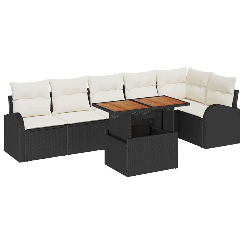 Tuin Sofa Set met opslag 7 pcs Zwart Poly riet is nu te koop bij PeponiXL, paradijselijk wonen!