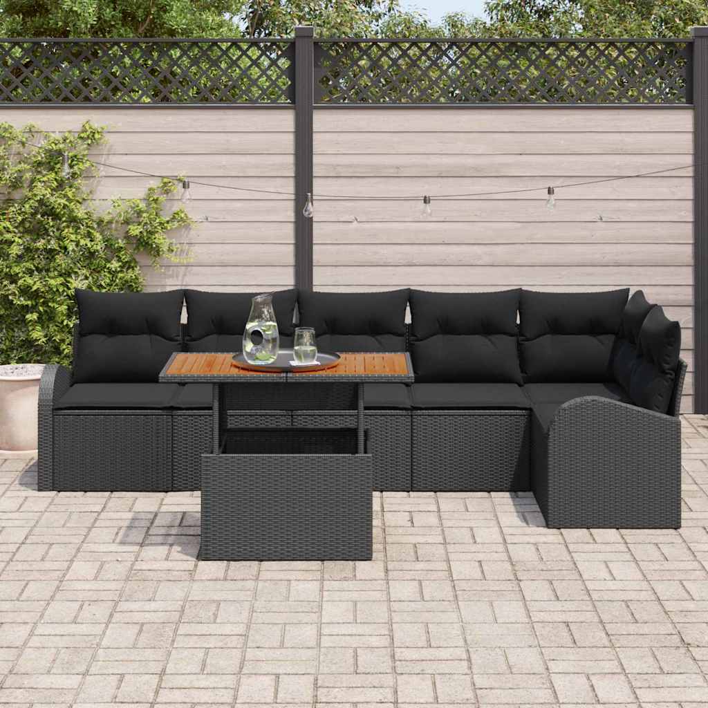 Tuin Sofa Set met opslag 7 pcs Zwart Poly riet is nu te koop bij PeponiXL, paradijselijk wonen!
