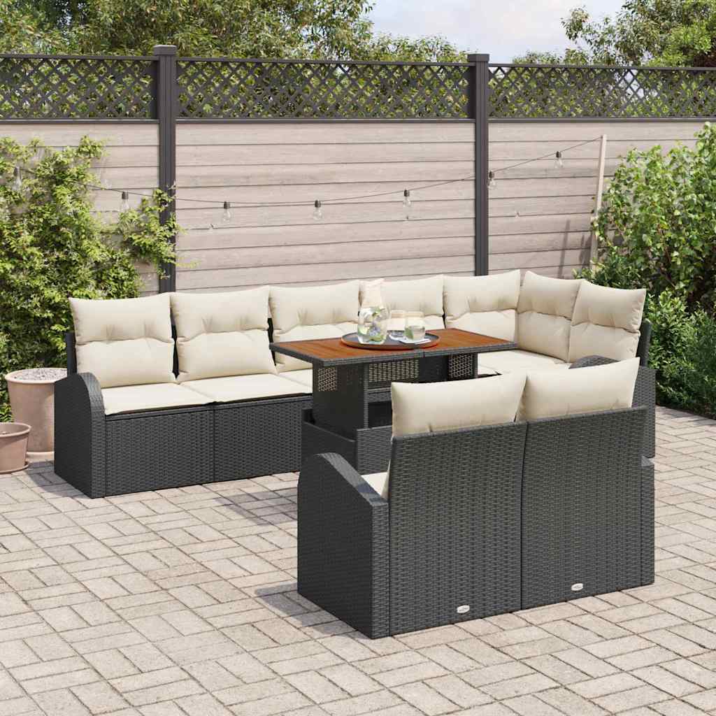 Tuin Sofa Set met opslag 9 pcs Zwart Poly riet is nu te koop bij PeponiXL, paradijselijk wonen!