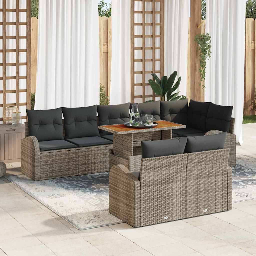 Tuin Sofa Set met opslag 9 pcs Grijs Poly riet is nu te koop bij PeponiXL, paradijselijk wonen!