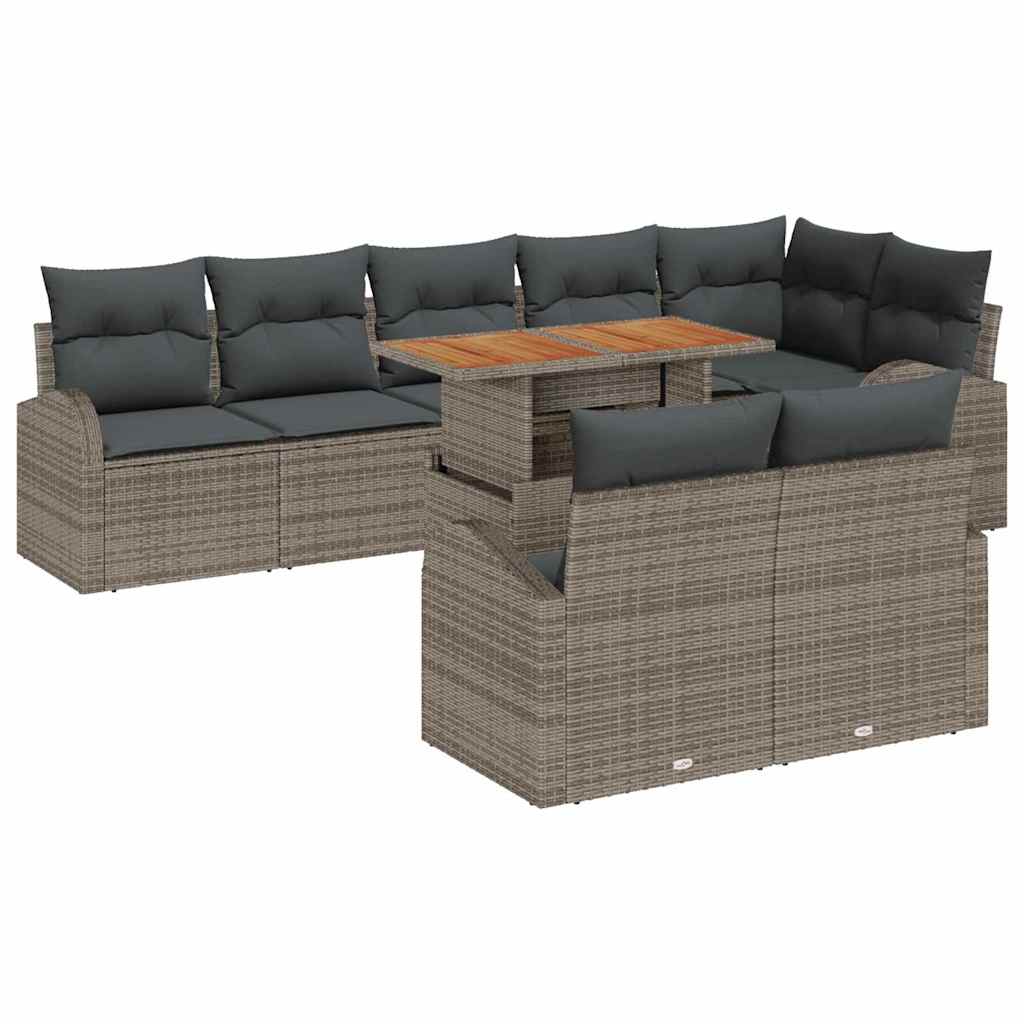 Tuin Sofa Set met opslag 9 pcs Grijs Poly riet is nu te koop bij PeponiXL, paradijselijk wonen!