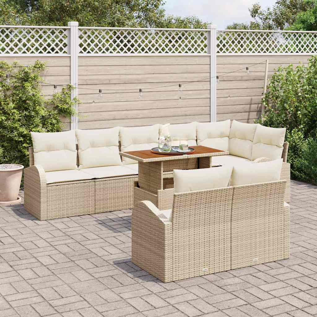 Tuin Sofa Set met opslag 9 pcs Beige Poly riet is nu te koop bij PeponiXL, paradijselijk wonen!