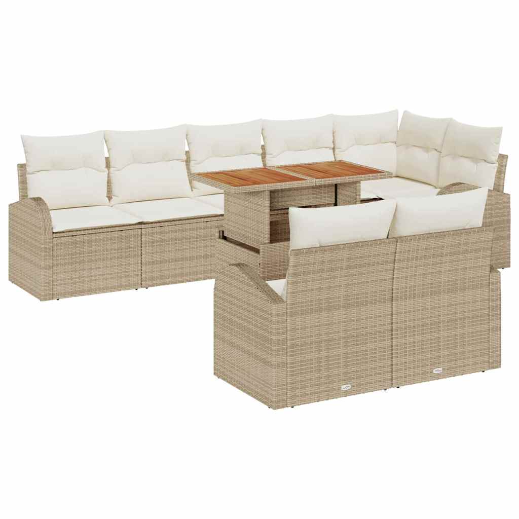 Tuin Sofa Set met opslag 9 pcs Beige Poly riet is nu te koop bij PeponiXL, paradijselijk wonen!