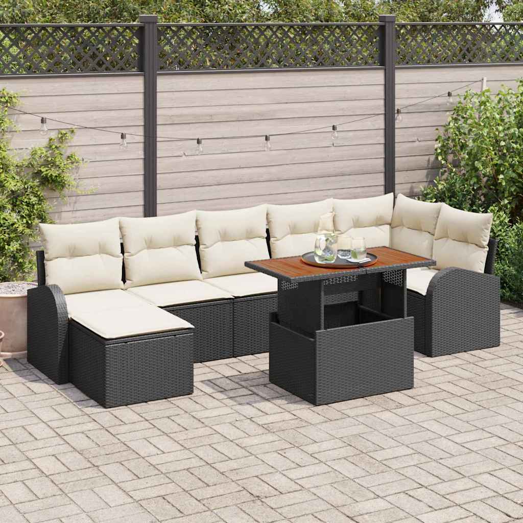 Tuin Sofa Set met opslag 8 pcs Zwart Poly riet is nu te koop bij PeponiXL, paradijselijk wonen!