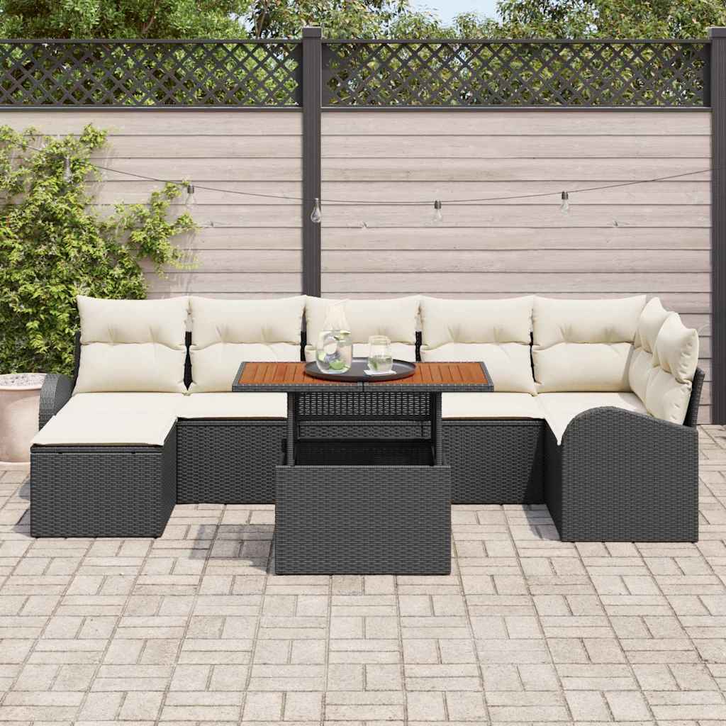 Tuin Sofa Set met opslag 8 pcs Zwart Poly riet is nu te koop bij PeponiXL, paradijselijk wonen!