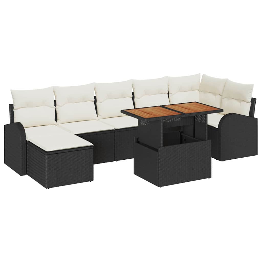 Tuin Sofa Set met opslag 8 pcs Zwart Poly riet is nu te koop bij PeponiXL, paradijselijk wonen!