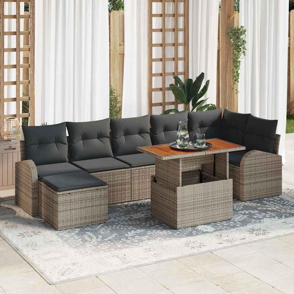Tuin Sofa Set met opslag 8 pcs Grijs Poly riet is nu te koop bij PeponiXL, paradijselijk wonen!